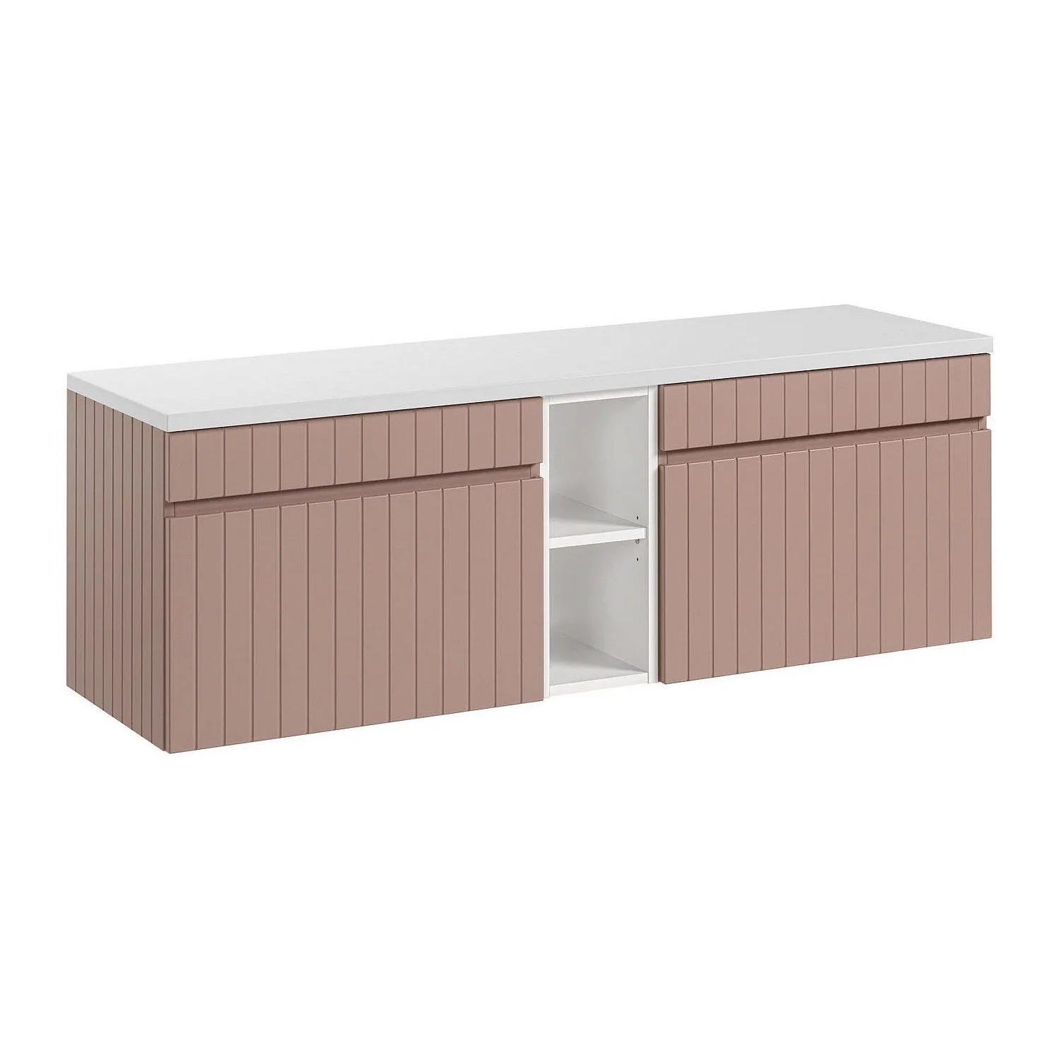 Vente-unique Waschbeckenunterschrank Satara Puderrosa  Weiß 140 cm