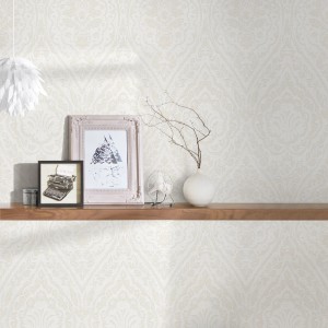 Bricoflor Landhaus Tapete Floral Weiß: Elegante Vliestapete mit floralem Ornament im Landhausstil.