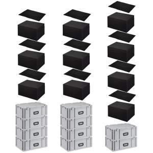 SparSet: 10 Euroboxen NextGen Portable mit Rasterschaumstoff und Einlage, 40x60cm, 44 Liter Transportboxen.