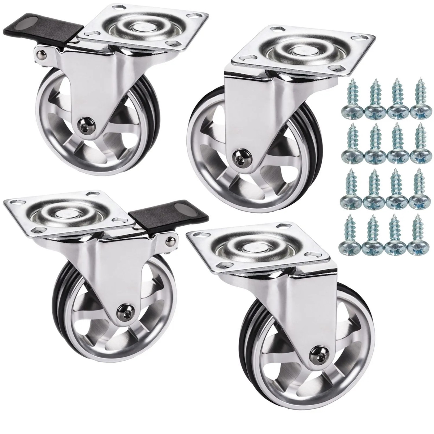 SOTECH Set 2 und 2 Möbelrolle BOBBY Ø75 mm Aluminiumrad