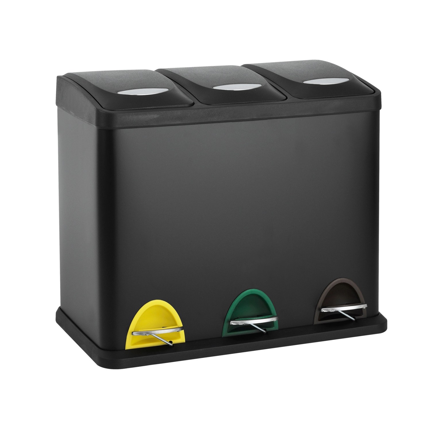 Svita TC3X8 24 L Treteimer Abfalleimer Mülleimer Pulverbeschichteter Stahl Schwarz