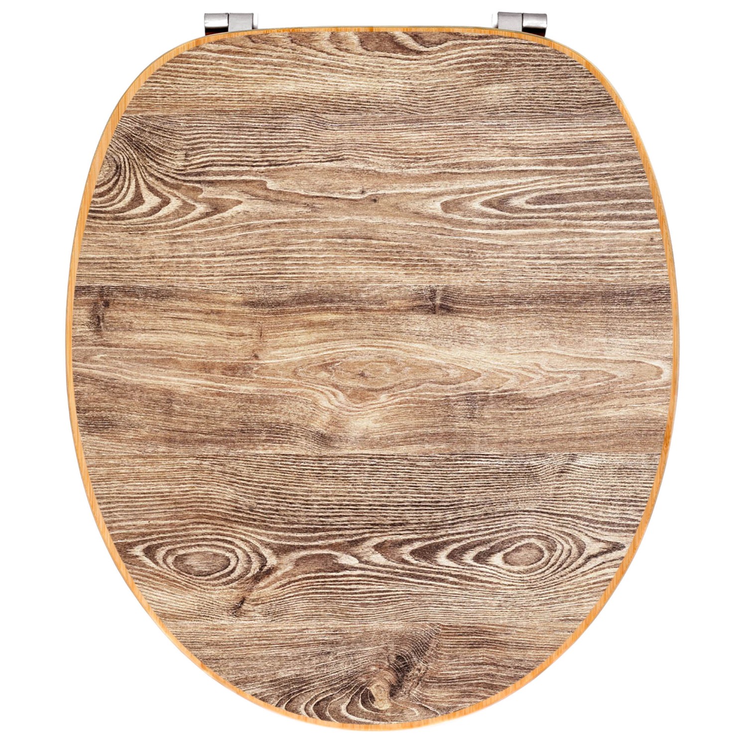 Banjado WC-Sitz aus Bambus mit Maserung, Holz Toilettendeckel für Standard WC.