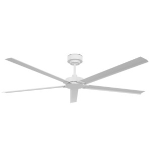 Weißer Lucci Air Monza Deckenventilator mit 5 Flügeln, ideal für den Außenbereich.