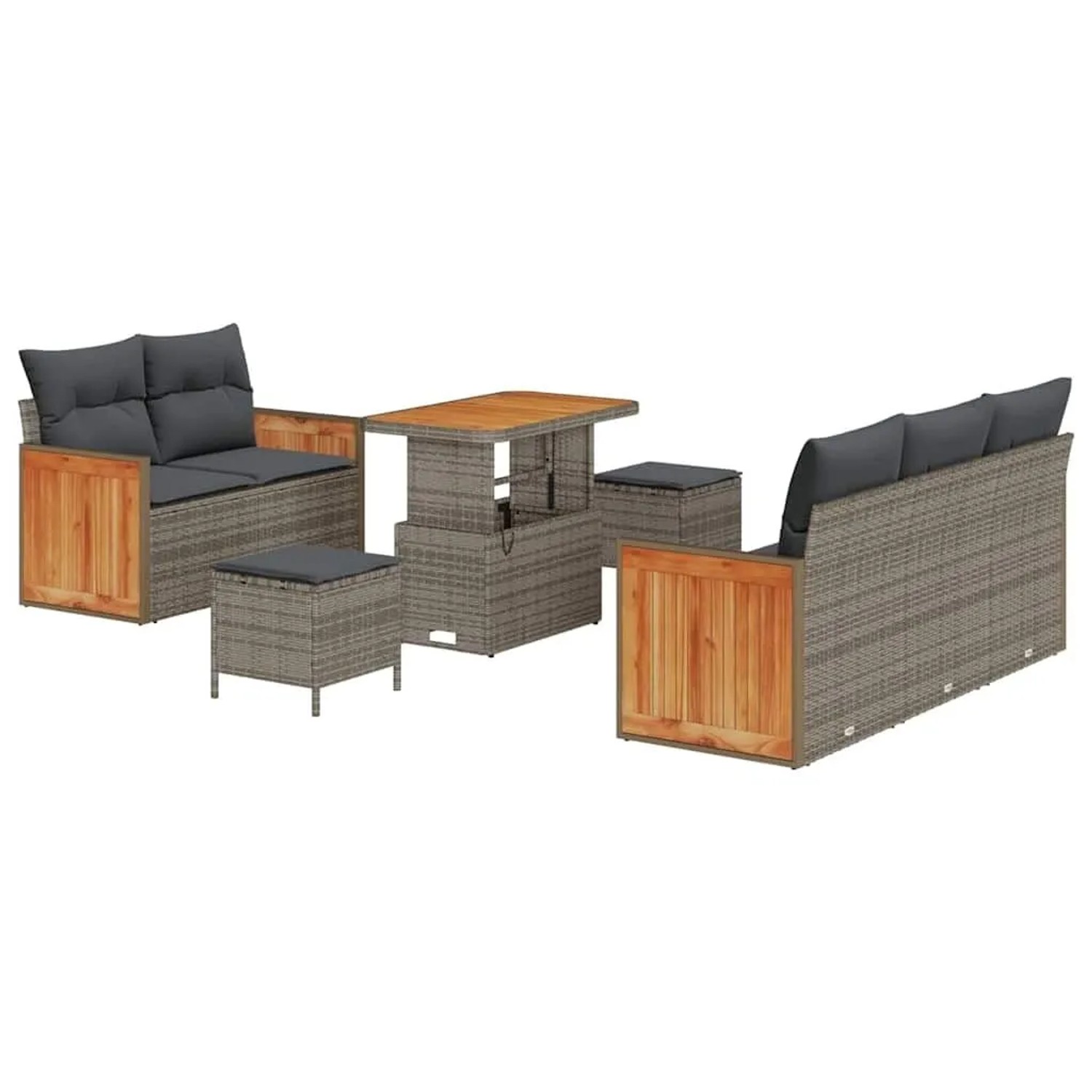 vidaXL Gartensofa-Set mit Kissen 10 Stk Grau Poly-Rattan 3365203 günstig online kaufen