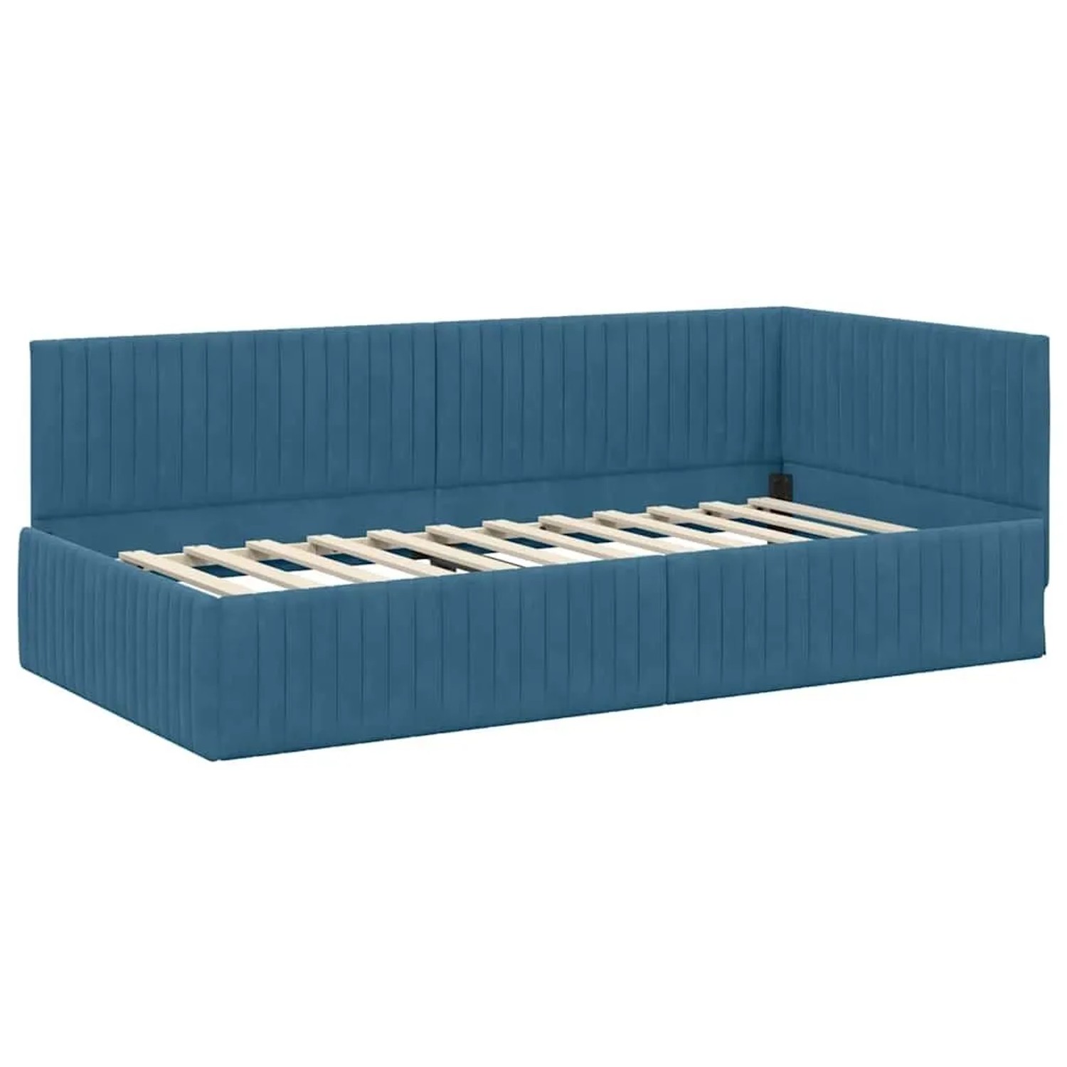 vidaXL Eckbettgestell mit Kopfteil Blau 100 x 200 cm Stoff 42016275 günstig online kaufen