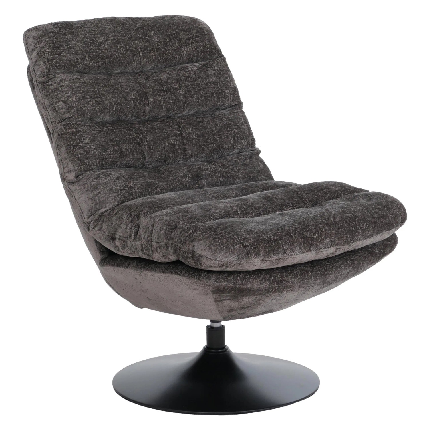 MCW Loungesessel Q29 Drehbar Stoff Chenille 470g/m² Öko-Tex Stahl Grau-Braun