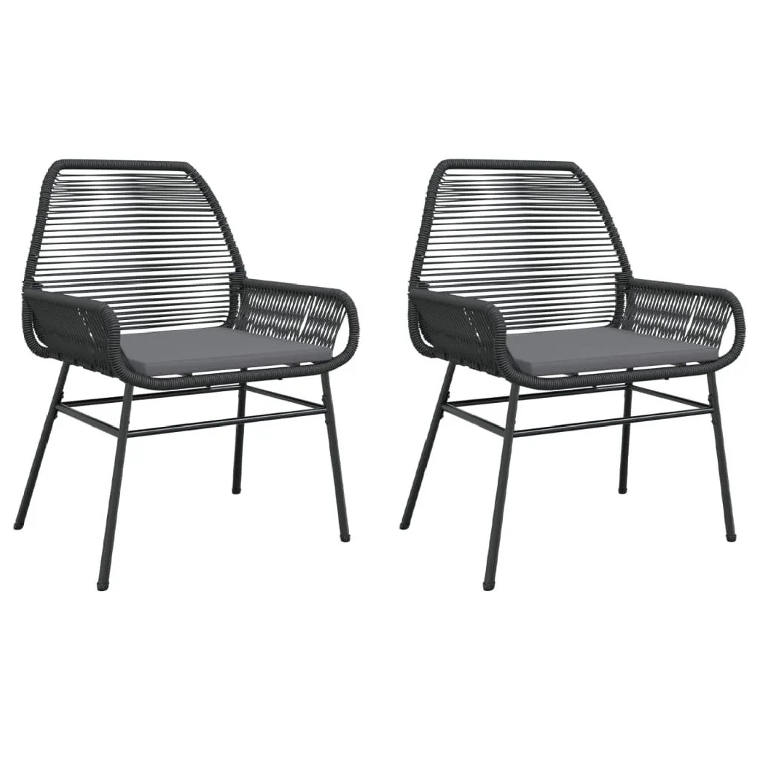 vidaXL Gartenstühle 2 Stk mit Kissen Schwarz Poly Rattan 369095 günstig online kaufen