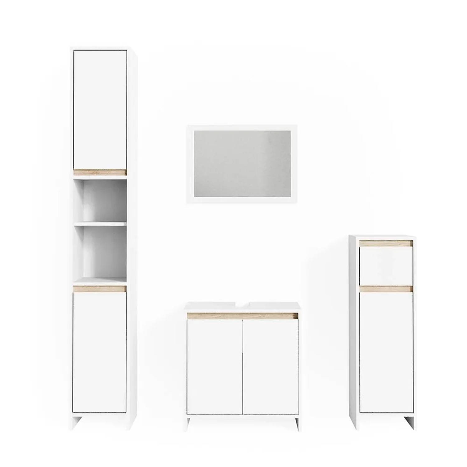 Vicco Badmöbel-Set Emma Weiß/Sonoma 60 x 60 4-teilig