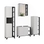 Vicco Badmöbel-Set Karen, 4-teilig, Anthrazit/Weiß: Waschbeckenunterschrank, Spiegelschrank, Regal, Hochschrank.