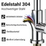 AICA Küchenarmatur, Hochdruck Mischbatterie mit Ausziehbrause, Chrom.
