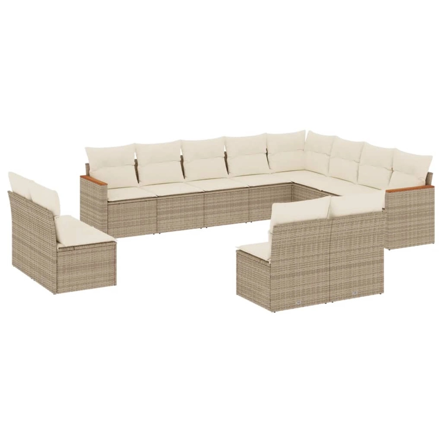 vidaXL 12-Tlg Garten-Sofagarnitur mit Kissen Beige Poly Rattan 3226471 günstig online kaufen