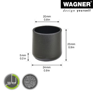 Wagner Kappe EH 0620, schwarz, Ø 2 cm, 4er-Set für Stahlrohrmöbel.