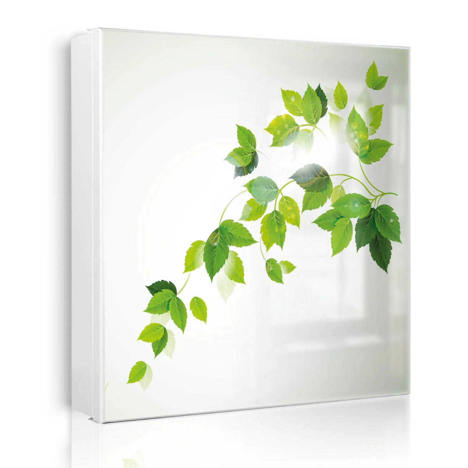 Banjado Großer Schlüsselkasten Metall 30x30cm Weiß Scharnier Links 50 Haken Beschreibbar Magnetisch Motiv Ranke Gelb Weiß