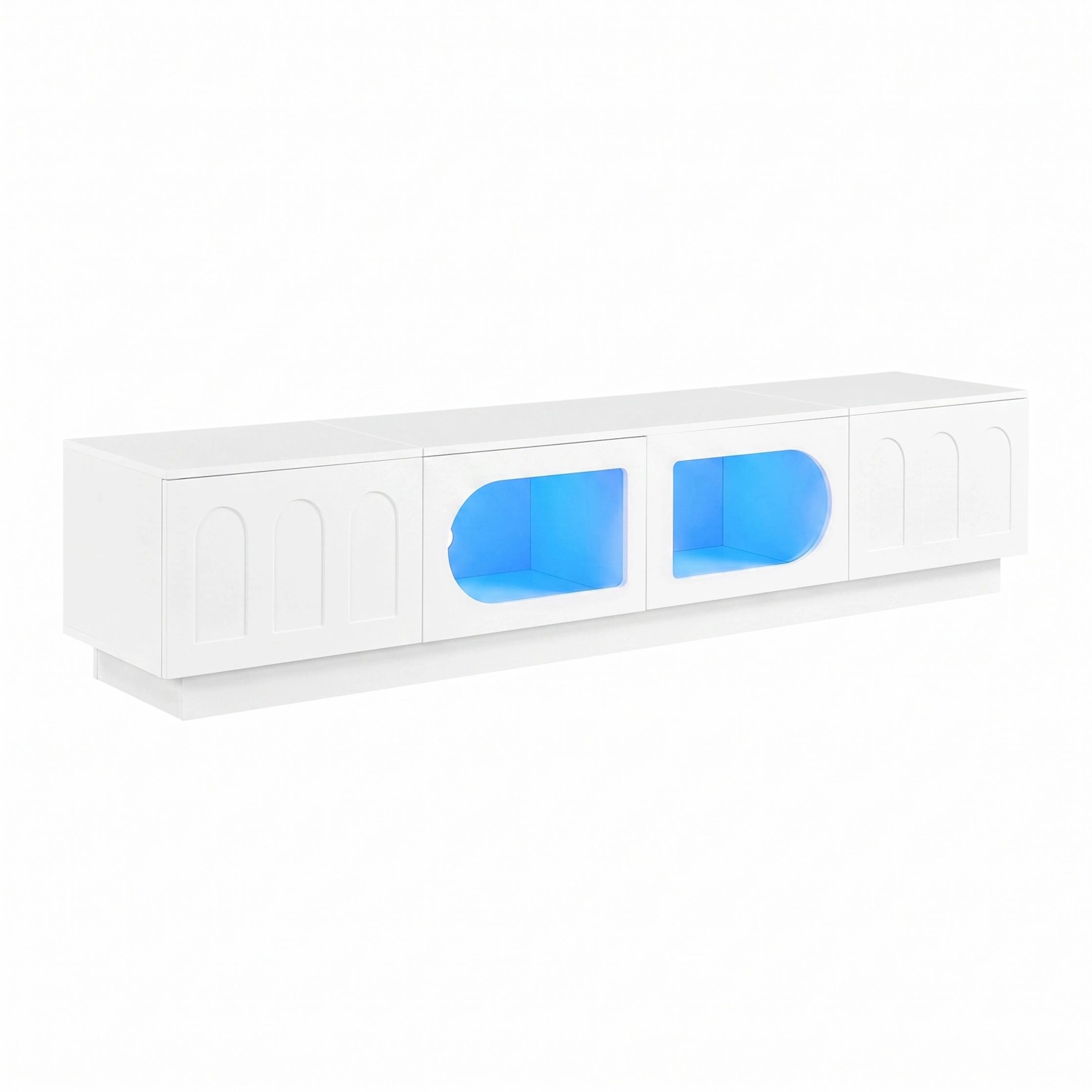 Merax TV Lowboard LED App Steuerung Glastür Kabeldurchlass