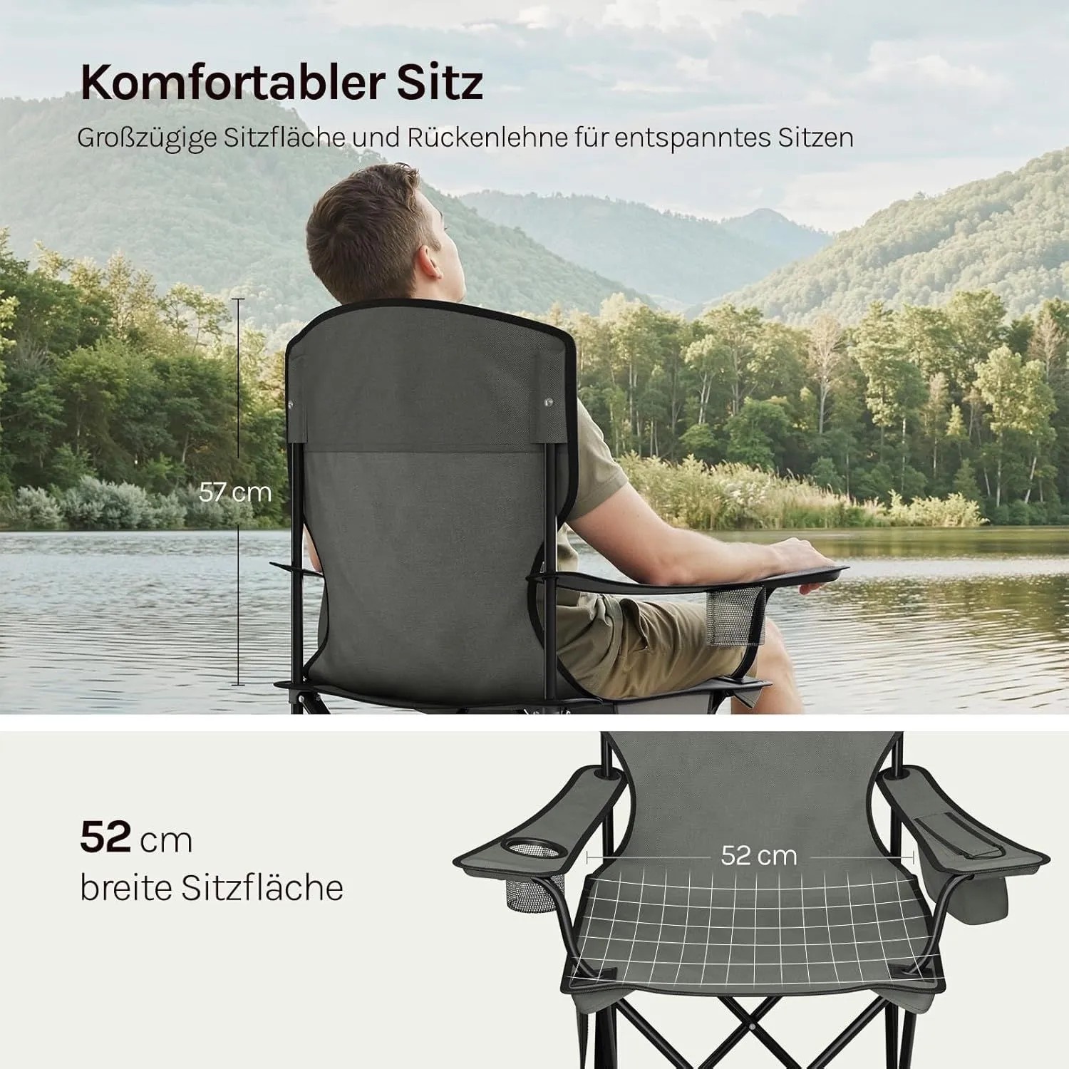 WOLTU Campingstuhl Klappbar Leicht mit Hochlehne Kühltasche Getränkehalter_6