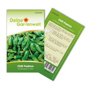 Samenpackung Deine Gartenwelt Chili Padron: Grüne, milde Chili-Samen für ca. 5 Pflanzen.