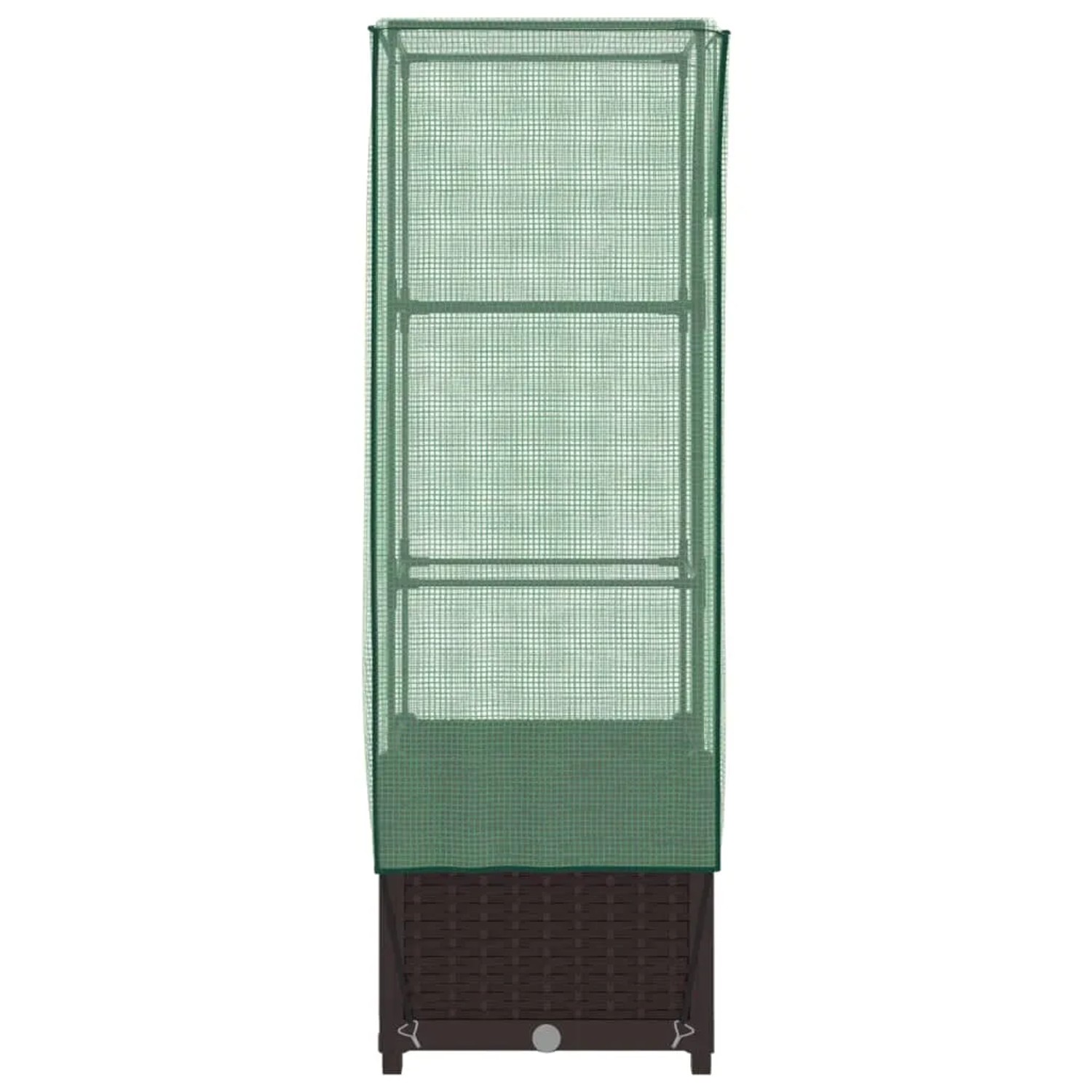 Hochbeet mit Gewächshaus-Aufsatz in Rattan-Optik, 40x40x139 cm, braun/grün.