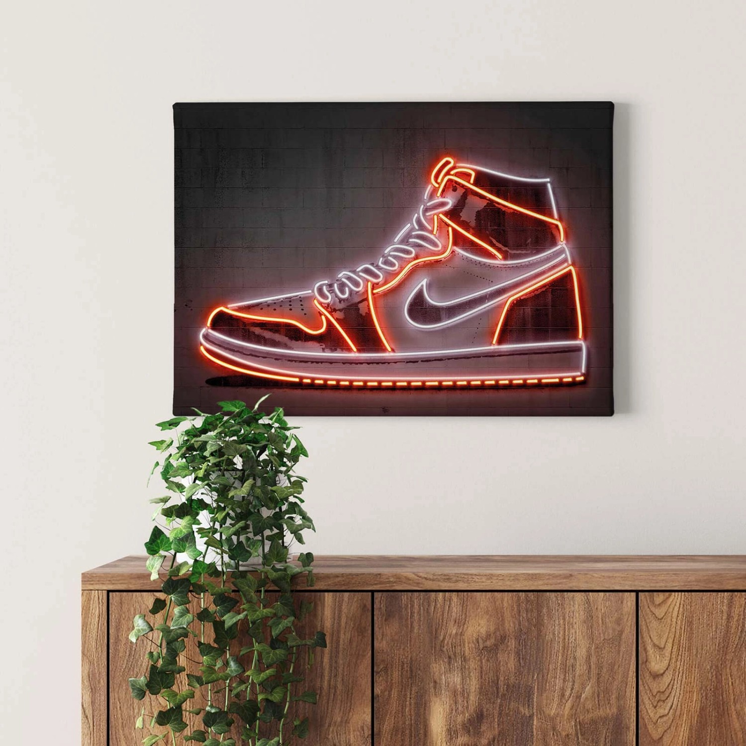 Bricoflor Wandbild Mit Sneaker Design Neon Bild Auf Leinwand Im Industrial günstig online kaufen