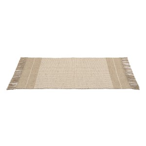 Beige Wenko Badematte Pica, 50x80 cm, aus Naturfasern mit Fransen.
