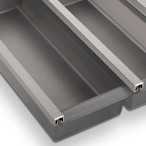 SOTECH Cuisio Besteckeinsatz 55mm Transluzent Graphitgrau mit Messerblock Für Blum Legrabox 473mm mit Korpusbreite 800mm