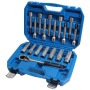 Blauer Werkzeugkoffer mit 18-teiligem Stoßdämpfer Nuss Werkzeug Satz, Ratsche und Spezial Stecknüssen 1/2'' Antrieb.
