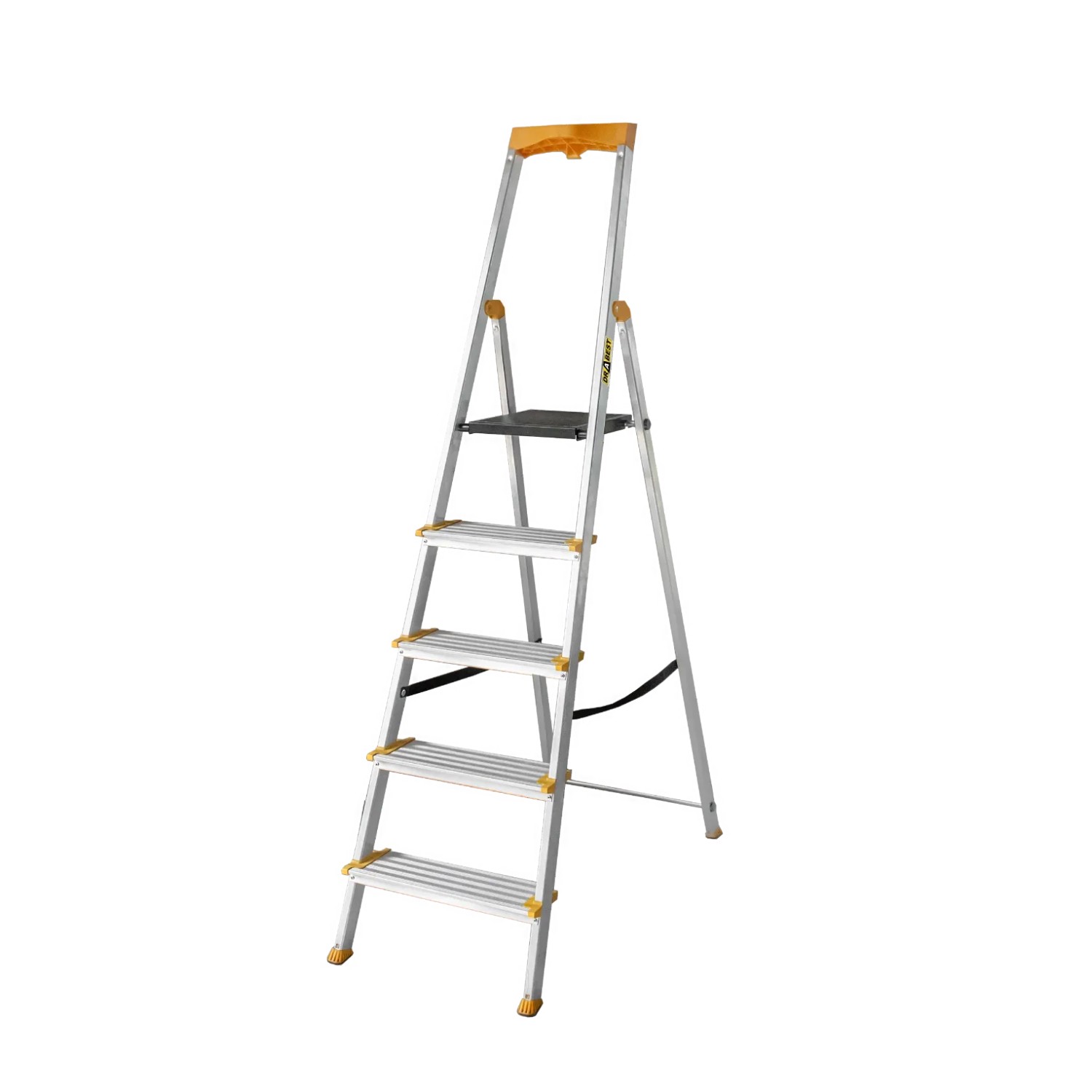 DRABEST Aluminium Haushaltsleiter Mit Ablage 5 Stufen Breitere Stufen