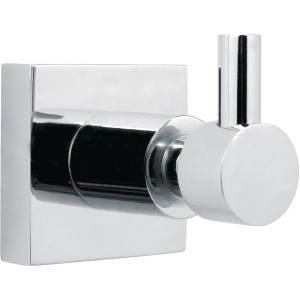 Verchromter Tesa Hukk Kleiderhaken zur Wandmontage im Badezimmer oder Flur.