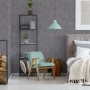 Wohnraum mit grauer Vliestapete Trendwall 2 Uni Grau Bronze Glänzend FSC® an der Wand.