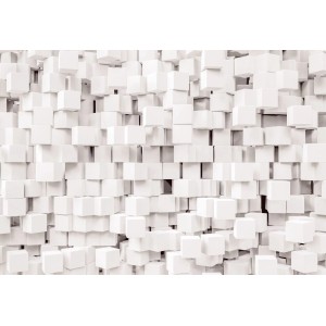 Sanders & Sanders Fototapete mit 3D Würfel Muster in Crème-Weiß.