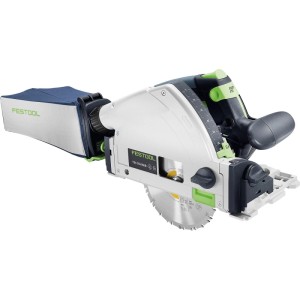 Festool Akku-Tauchsäge TSC 55 KEB mit Staubbeutel. Präzise Tauchschnitte, 18V Leistung, KickbackStop für Sicherheit.