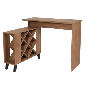 MCW Bartisch M45 aus Holz mit integriertem Weinregal für Flaschen.