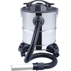 El Fuego Edelstahl Aschesauger mit 1200 W, 20 l Behälter, Aluminium-Saugdüse und HEPA-Filter.