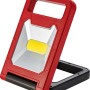 Faltbare LED-Arbeitsleuchte COB, 580 lm, rot/schwarz, mit ausklappbarem Standfuß.