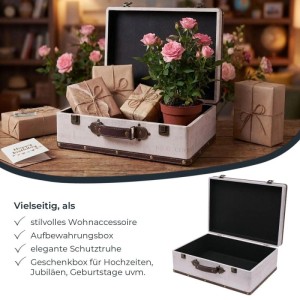 HMF VKO102 Vintage Vintage Koffer Truhe Holzkiste Holz 2er Set Versch Größen Deko Rose