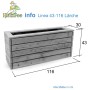 Rechteckiger HolzFee Pflanzkasten Linea aus hellem Lärchenholz, 116x30x43 cm, mit schwarzer Folie für Balkon & Terrasse.