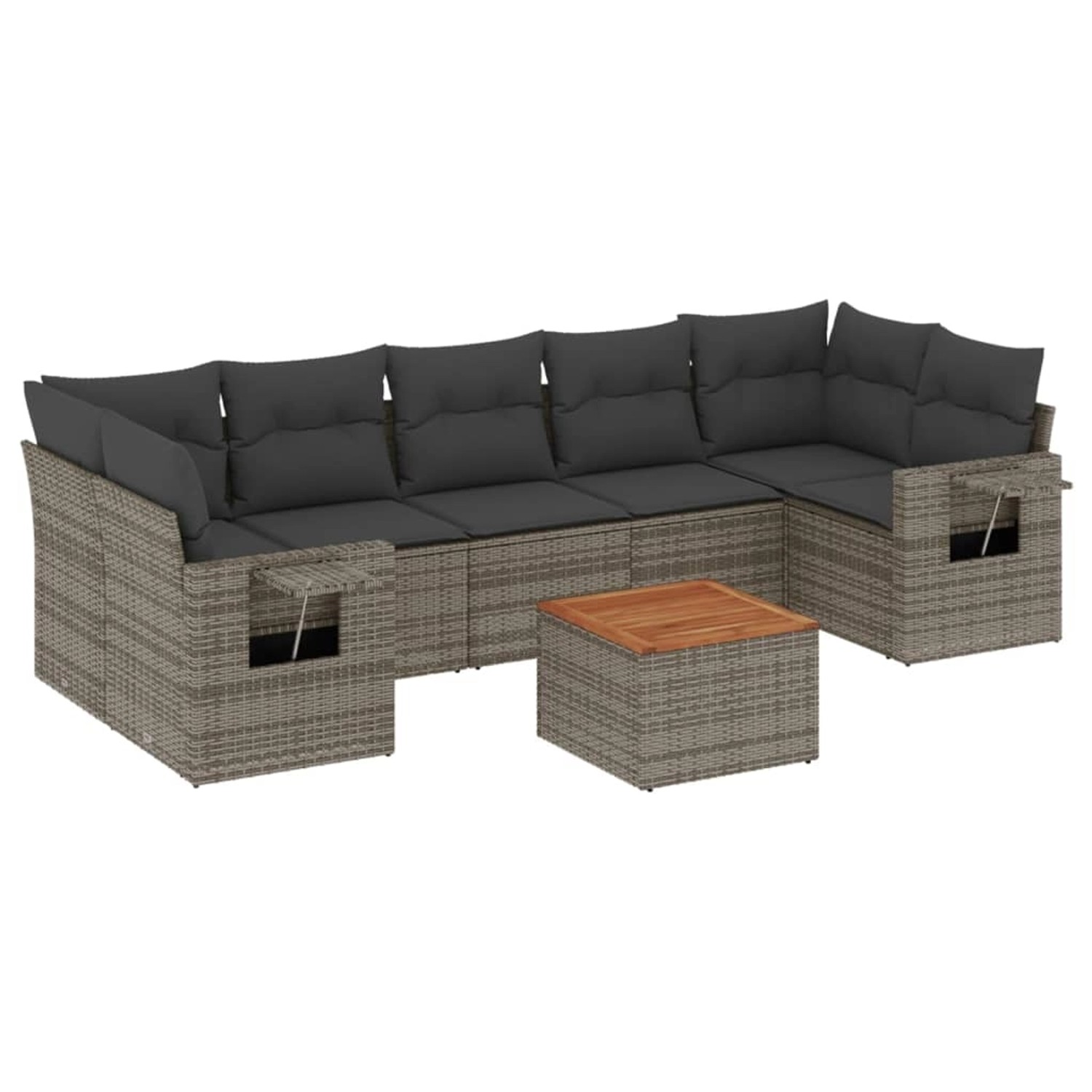 vidaXL 8-Tlg Garten-Sofagarnitur mit Kissen Grau Poly Rattan 3256809 günstig online kaufen