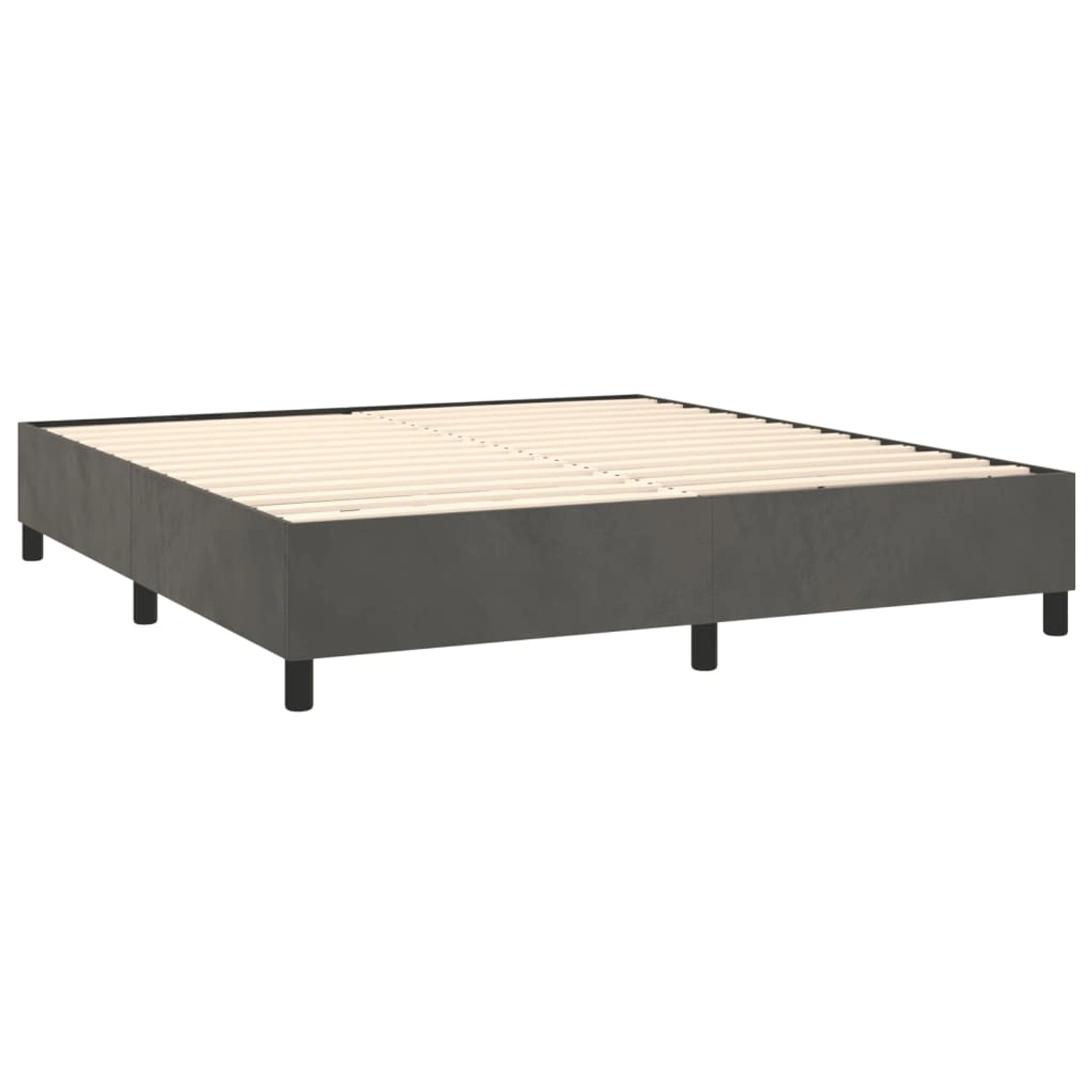 Boxspringbett vidaXL, dunkelgrau, 200x200 cm, Samt, ohne Matratze.