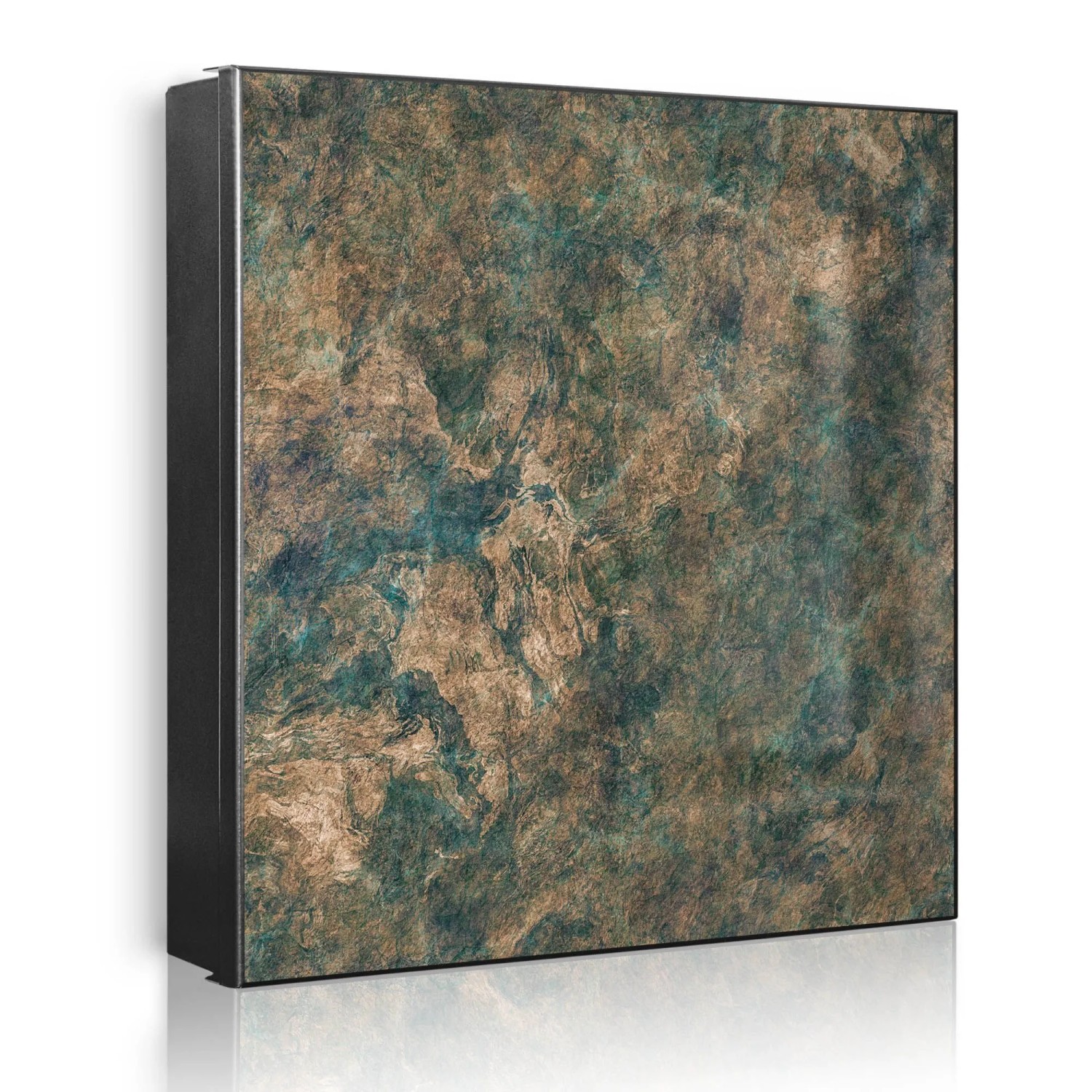 Banjado Großer Schlüsselkasten Metall 30x30cm Schwarz Scharnier Links 50 Haken Beschreibbar Magnetisch Motiv Kupfer Patina