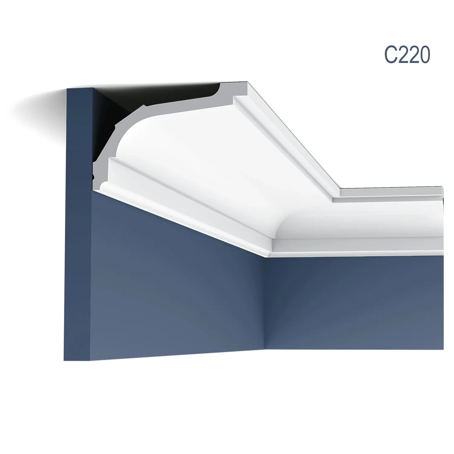 ORAC DECOR C220 LUXXUS Zierleiste, weiße Stuckleiste als Eckleiste im Raum.