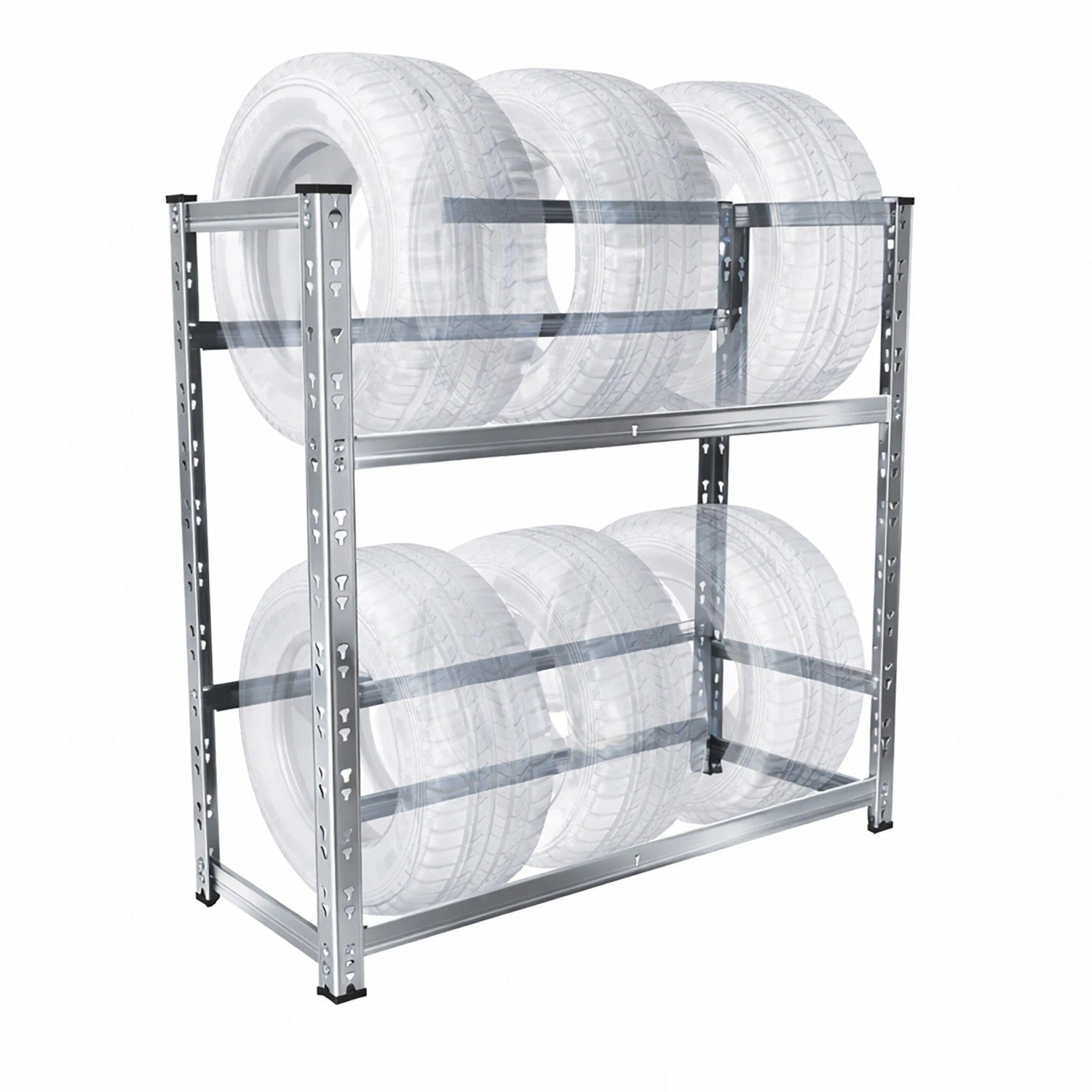 Relaxdays Reifenregal Stahl Silber Höhenverstellbar 100 cm x 85 cm x 35 cm