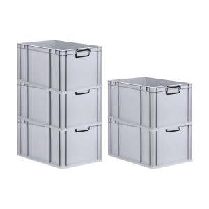 PROREGAL SparSet 5x Eurobox Nextgen Color HxBxT 32x40x60cm 65 Liter Griffe Schwarz Geschlossen Grau Eurobehälter Transportbox Transportbehälter
