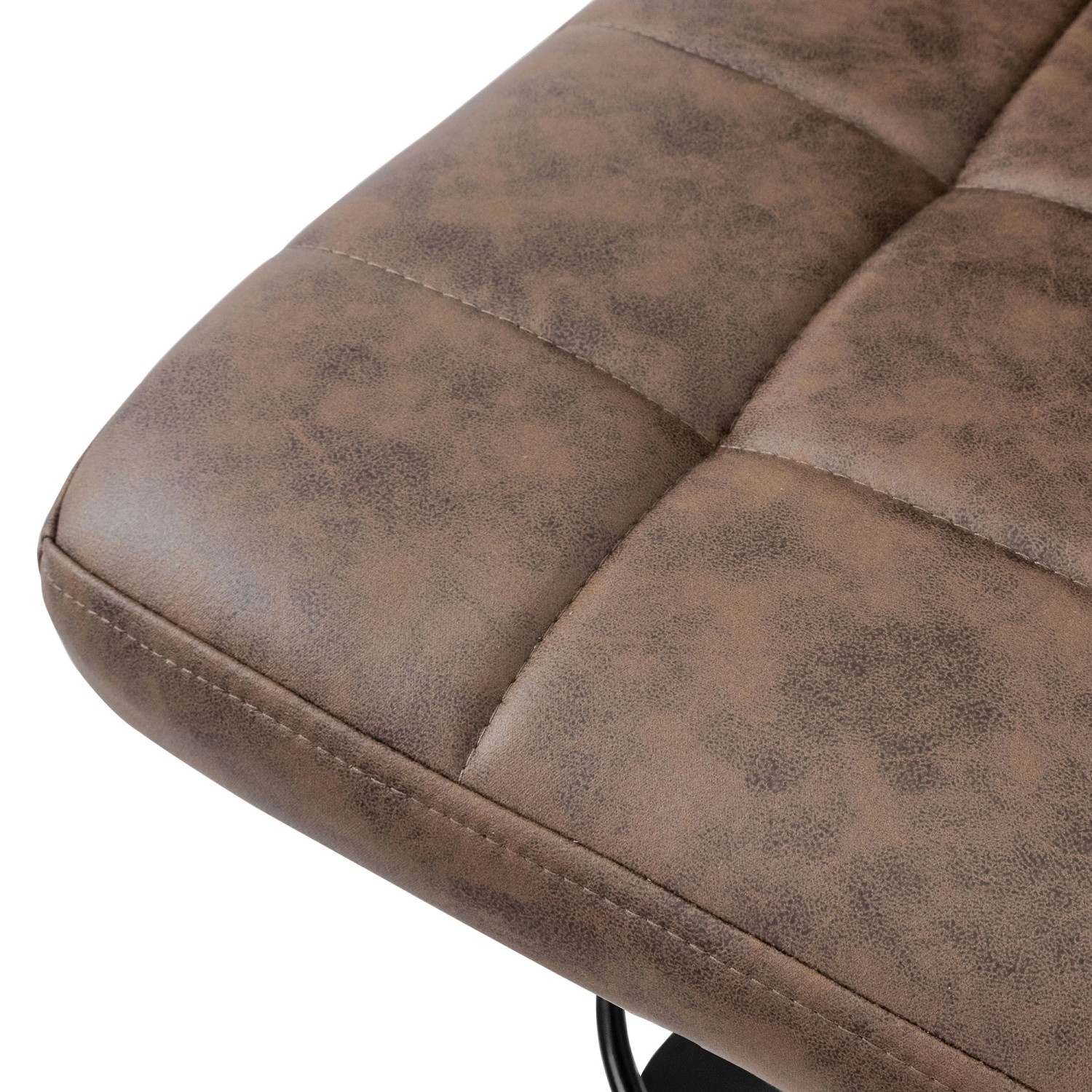 Detailaufnahme: Brauner ML-Design Barhocker Kunstleder, gepolstert und gesteppt.