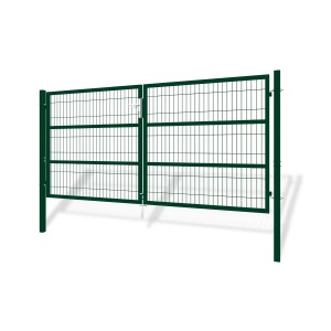 Grünes Casanoov Gartentor, 2-flügelig (3m) & Gartentür (1m), Stahl, Höhe 140cm.