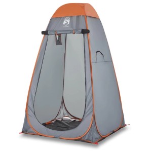 Grau-oranges vidaXL Pop-Up Sichtschutzzelt für Camping. Wasserdichtes Umkleidezelt mit Reißverschluss.