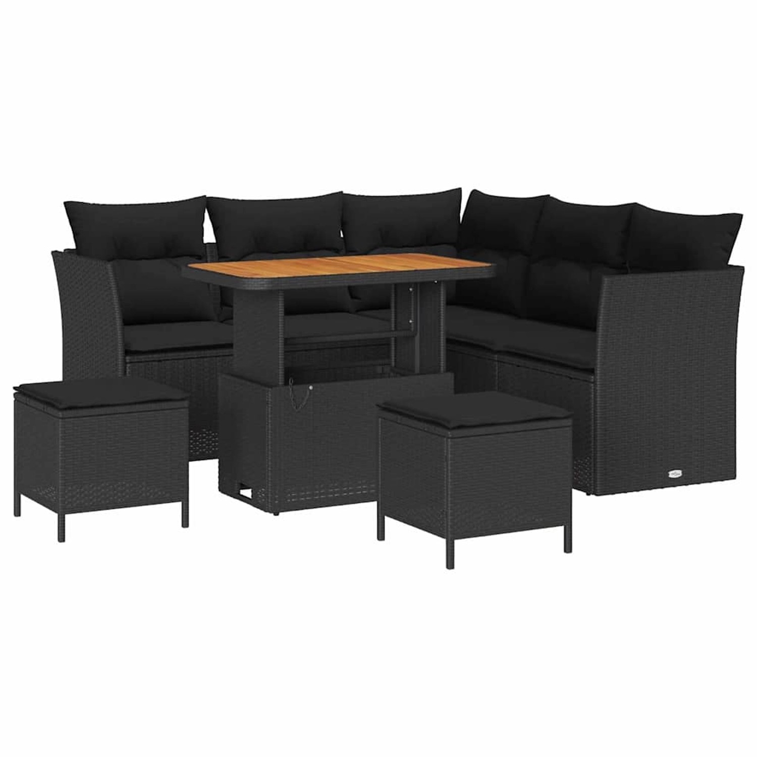vidaXL 8-Teiliges Garten-Sofaset mit Kissen in Schwarz aus Poly Rattan und günstig online kaufen