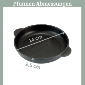 DELUKE Servierpfanne Gusseisen MODI MIT HOLZUNTERSETZER 14cm Ø Gusseiserne Grillpfanne Gusspfanne Rund für Backofen Grill