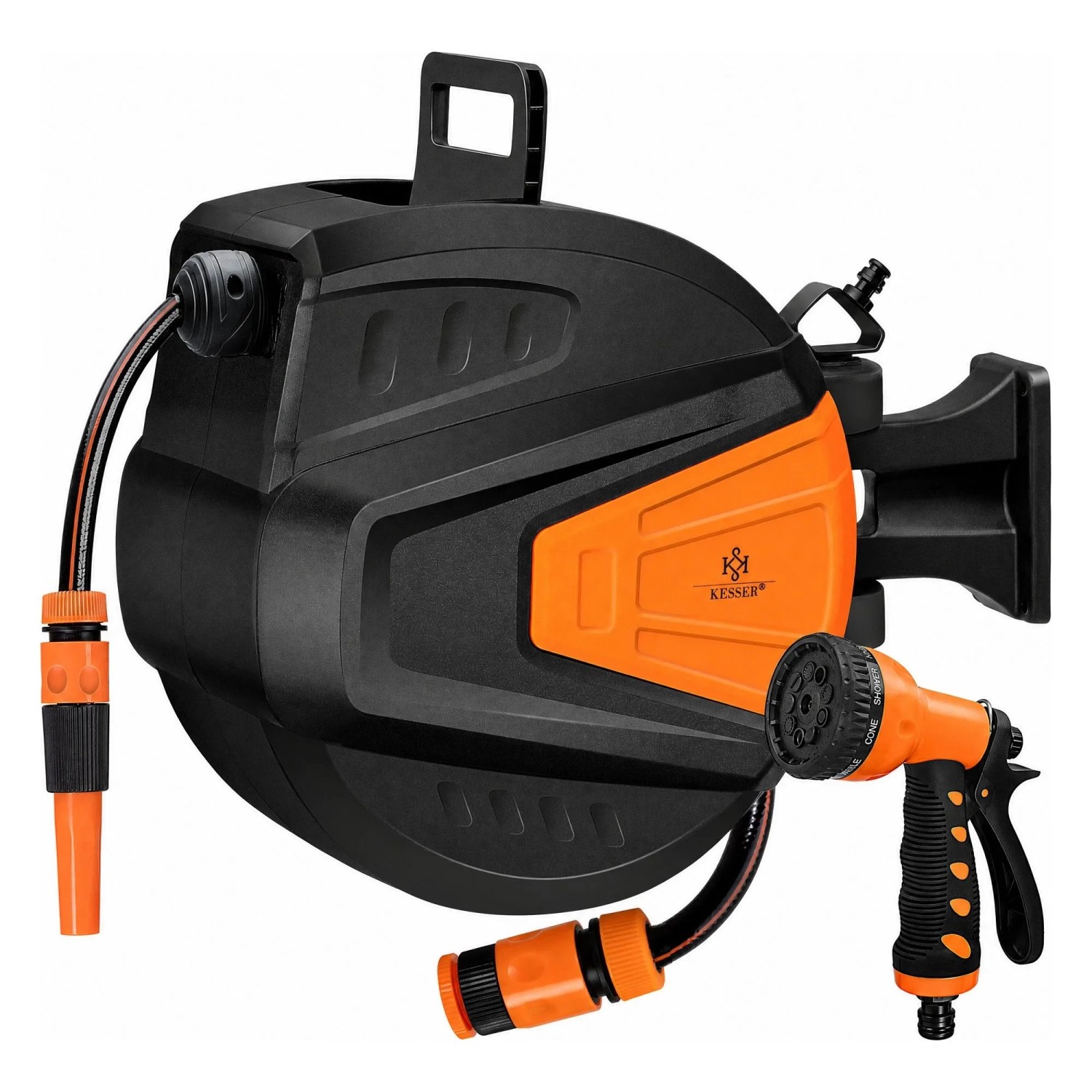 KESSER Automatische Schlauchtrommel mit Handbrause 15 m Orange