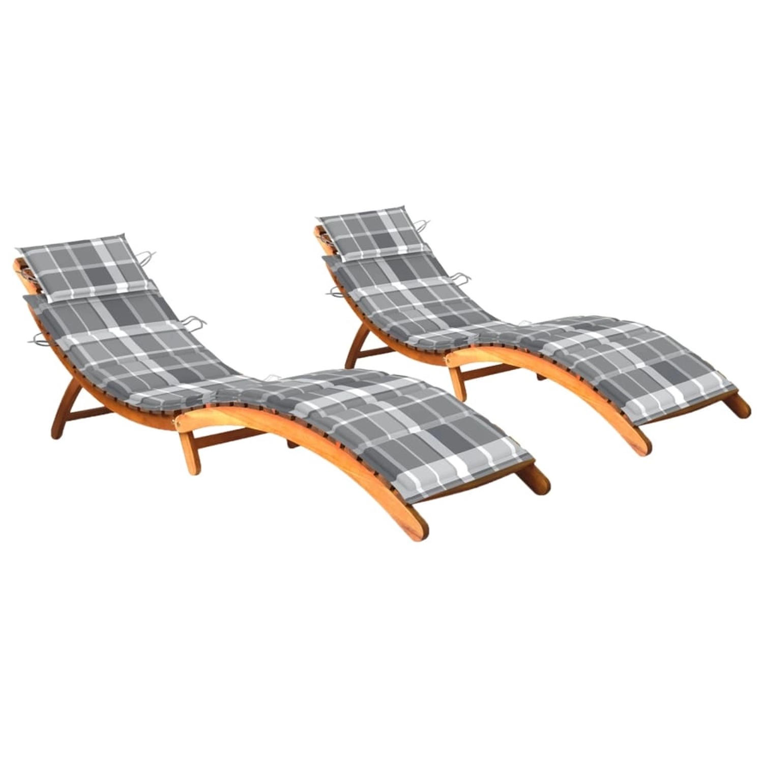 vidaXL Sonnenliegen 2 Stk. mit Auflagen Massivholz Akazie 184 x 55 x 64 cm
