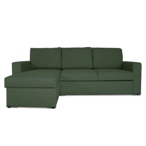 Grünes ebuy24 Odin Schlafsofa Ecksofa mit Stauraum, wahlweise rechts oder links gewendet.