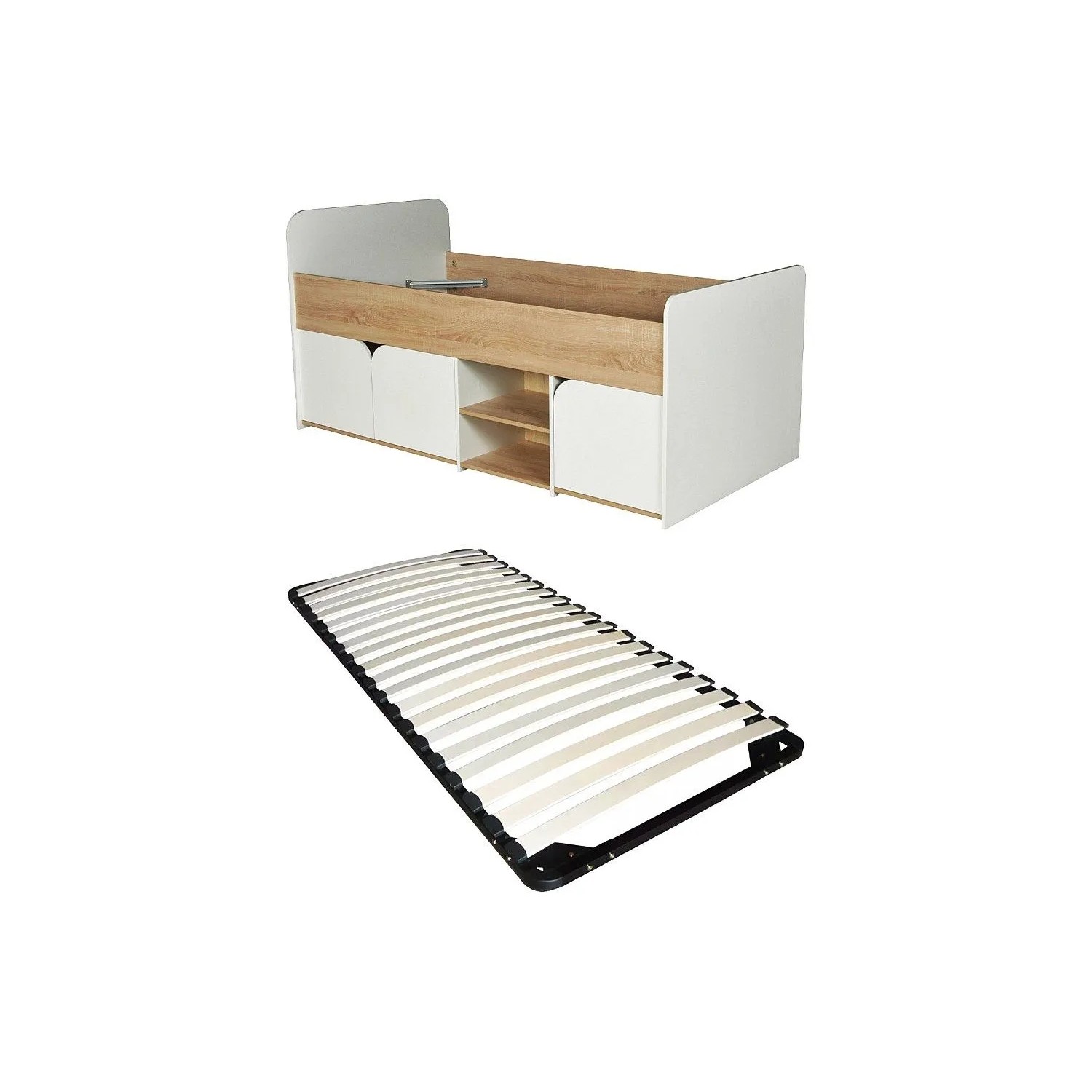 Vente-unique Bettrahmen Lostya Naturfarben Hell  Weiß 193.2 cm